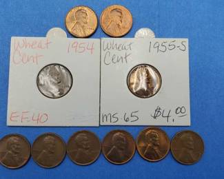 Lincoln Cent Fun Lot--(4) 1954, (4) 1955-S, 1945 & 1945-S