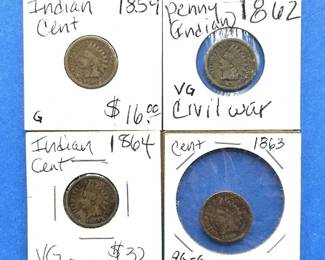 4-Piece Indian Cent Lot – 1859, 1862, 1863, 1864