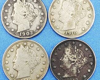1902, 1910, 1912 & 1912-D Liberty V-Nickels, some higher grade
