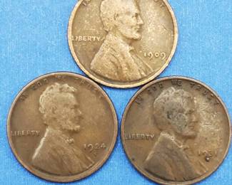 1909-VDB, 1924-S & 1931-D Lincoln Cents