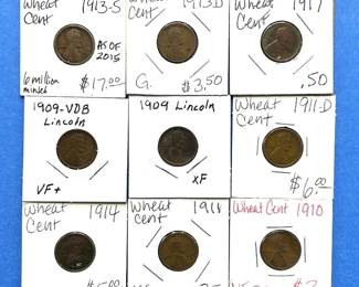 9-Lot Early Lincoln Wheat Cents – Includes 1909 VDB, 1913-S & 1911-D