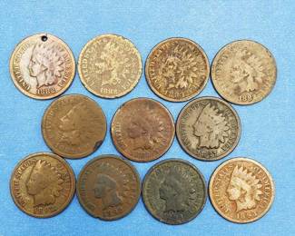11 Indianhead Cents-(2) 1882, (4) 1883, 1887, (2) 1892, (2) 1893