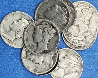 10 Mercury Dimes--90% Silver