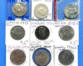 9-Piece Kennedy Half Dollar Lot – 1971-S to 2002-D – Mixed Grades & Finishes