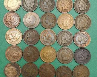 25 Indianhead Cents--See all photos--nice coins