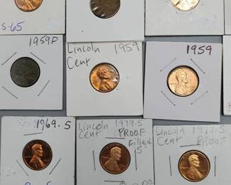 96 COPPER Memorial Cents 1959-81--Includes 7 Proofs--Many 'S' Mint Marks & BU Coins