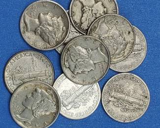 10 Mercury Dimes VF or Better--90% Silver