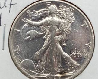 1937-S Walking Liberty Half Dollar Marked AU50