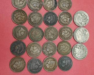 20 Indianhead Cents and 3 Buffalo Nickels