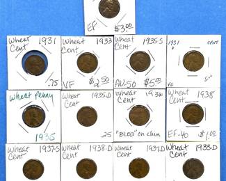 13-Piece Lincoln Wheat Cent Lot – 1930 to 1938 – Includes 1933-D, 1931-D & 1935-S