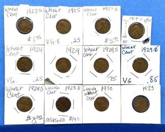 12-Piece Lincoln Wheat Cent Lot – 1919-S to 1930 – Includes MS65RB & XF