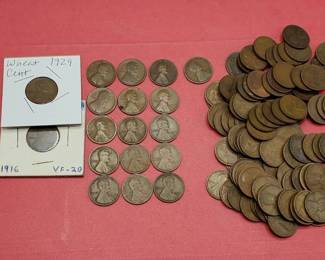 121 Lincoln Cents--All 1910-1929, Many Mint Marks & Full Wheat Lines
