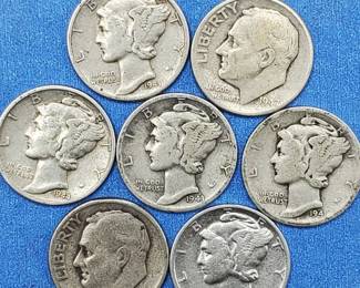 7 Dimes--90% Silver