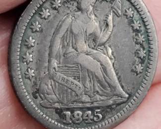 1845 Silver Seated Liberty Half Dime Higher Grade