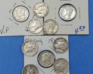 10 Mercury Dimes VF or Better--90% Silver