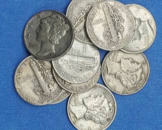 10 Mercury Dimes VF or Better--90% Silver