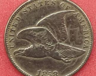 1858 Flying Eagle Cent, Small Letters in Very High Grade