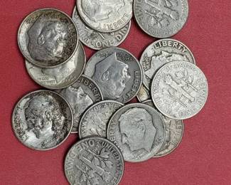 15 Roosevelt Dimes--90% Silver