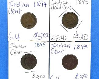 4-Piece Indian Cent Lot – 1894 & 1895