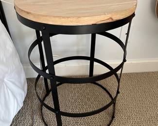 Wood/metal 16" diameter side table 23"H 