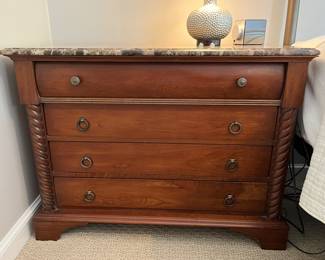 Pennsylvania House nightstand with marble top 40"W x 20"D x 30"H 