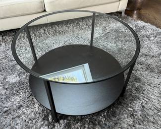 29" diameter metal and glass coffee table 17"H 