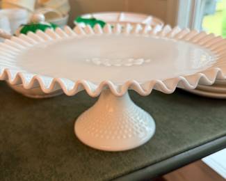 Fenton milk glass cake stand