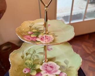 Lefton China 2-tiered serving tray