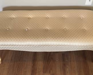 Cushioned Bench, Tan Biege With Wooden Legs