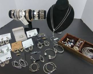 Silvertone Costume Jewelery And Charm Lot