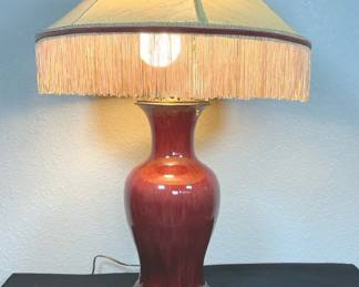 Chinese Sang de Boeuf Flambe Glazed Porcelain Lamp with Brass Fittings, ca. mid 19th century