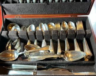 Set Of Sterling Silver Flatware Weighing 3600 Grams In A Wooden Chest