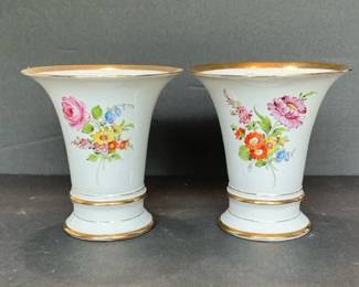 Matched Pair Of Vintage Hutschenschreuther Porcelain Vases