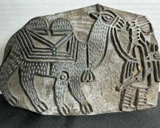 Hand Carved Primitive Wood Printers Block Stamp