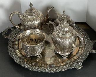 4 Piece Squire & Brother Coin Silver Tea Service Circa 1846