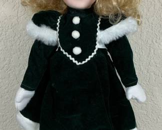 1990 House of Lloyd Porcelain Doll Wth Ice Skates & Metal Stand