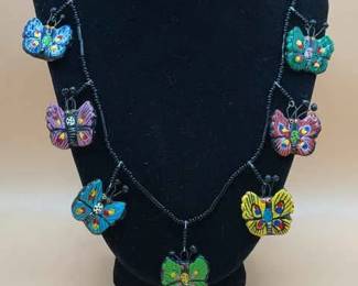 rainbow butterfly necklace and earrings