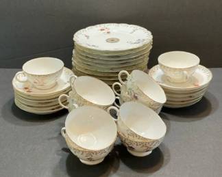 36 Pc Vintage Porcelain Dessert Plates With Cups And Saucers