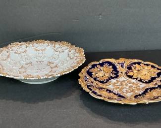 Two Meissen Porcelain "Leaf" Type Plates