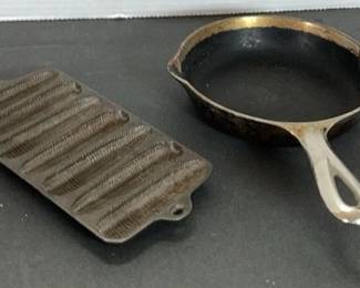 cast iron skillet and tea time corn muffin pans