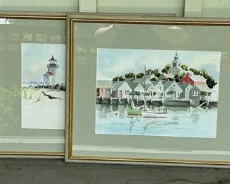 Framed Pair of Watercolors of Nantucket