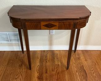 Federal Inlaid Cherry & Mahogany Game Table, New England ca 1800