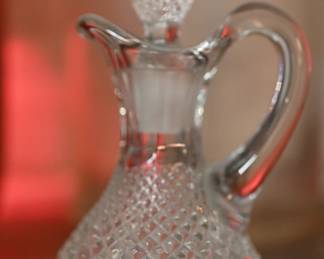 Vintage Pressed Glass Cruet with Stopper – Diamond Point Pattern