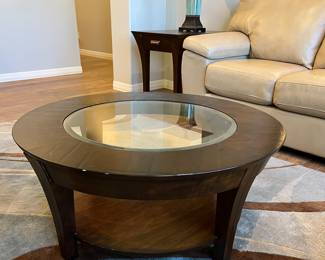 Coffee Table w Glass Insert and Matching End Table