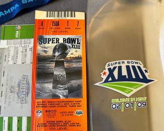 Super Bowl XLII Ticket, NFL Experience, Pin and Lanyard x 2