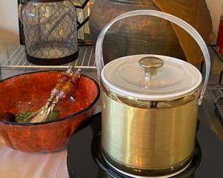 Vintage Ice Bucket, Chargers, Pottery, etc.