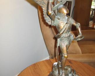 Bronze Figural of "St. Michael Slaying the Dragon" Signed Emmanuel Fremiet (dark brown patina)