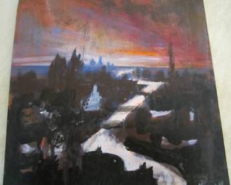 ' London Aerial Landscape' (mixed media, 7 x 7") Artist: Paul Mitchell