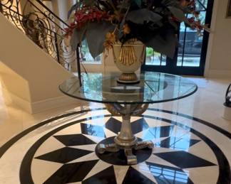 Entry way Glass top and bronze table