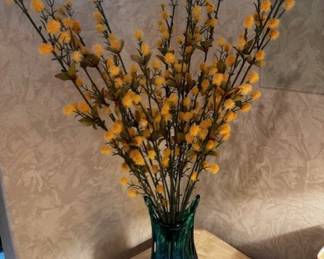 Art glass vases with silk plant
